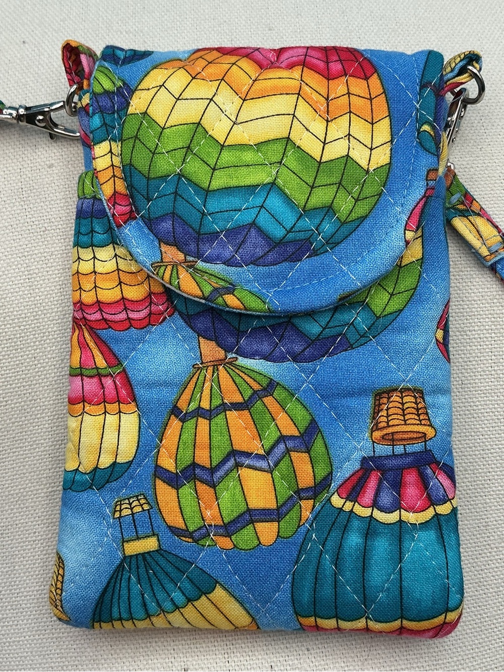 Quilted Hot Air Balloon Crossbody Bag - Blue Multicolor - Picture 5 of 5